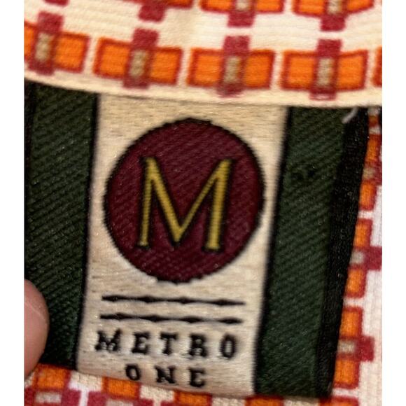 Vintage Metro One Checkered Orange Retro Shirt Size Large - Picture 9 of 11
